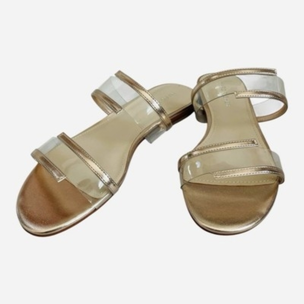 Marc Fisher Calin Flat Sandals Rose Gold Metallic Clear Vinyl Slides Size 6M NIB - Picture 5 of 8